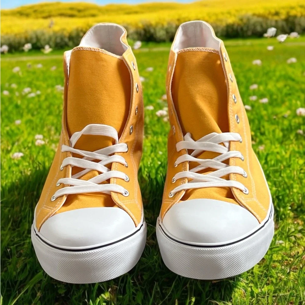 Yellow High-Top Men’s Canvas Sneakers